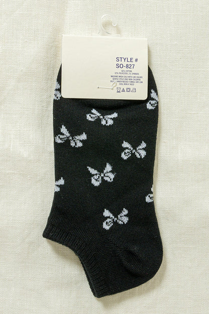 Black Comfortable low-cut cotton blend socks with breathable stretchy fabric