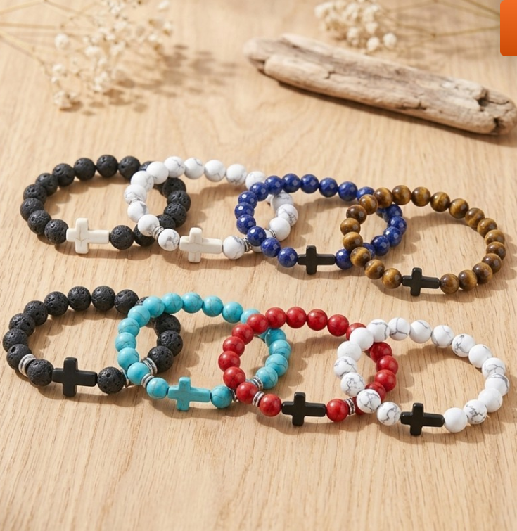 Stretch Jesus faith bracelet with a trendy design and comfortable fit for everyday wear.