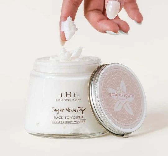 FarmHouse Fresh Sugar Moon Dip Whipped Body Mousse with peptides and retinol for firming skin
