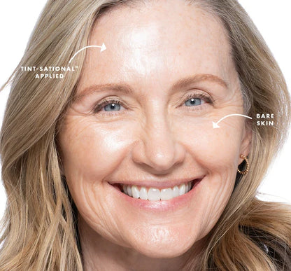 Before and after FarmHouse Fresh Barely Beige Tinted Serum with retinol, peptides, vitamin C and hyaluronic acid
