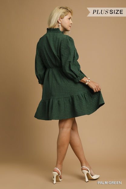 Umgee Ruffle Trim Babydoll Dress - Green - Sizes S-2X