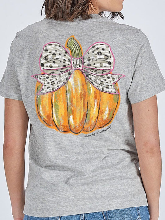 'Pumpkin Bow' Short Sleeve Tee by Simply Southern