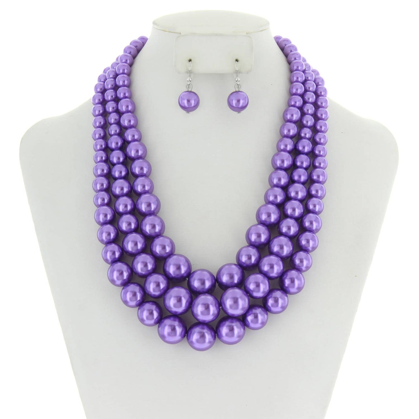 Multi-Strand Pearl Bead Necklace Earring Set