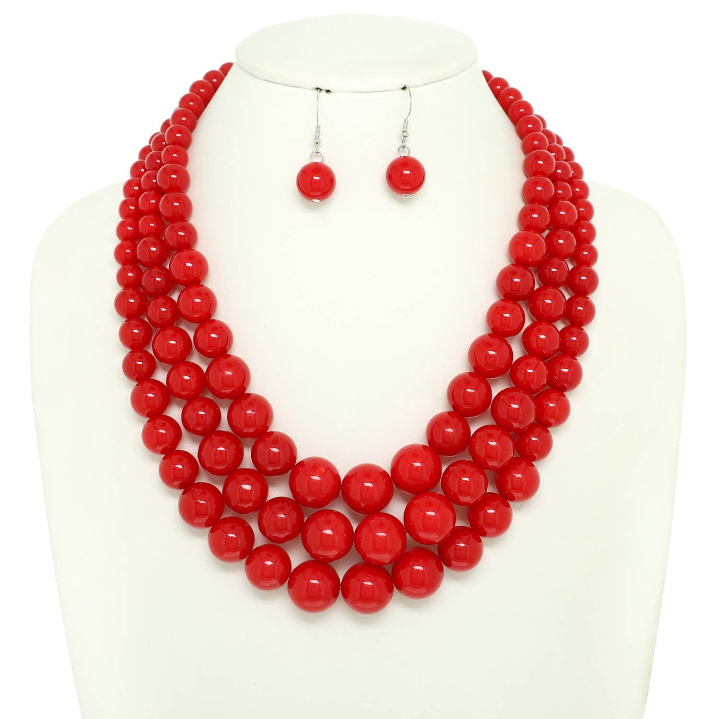 Multi-Strand Pearl Bead Necklace Earring Set