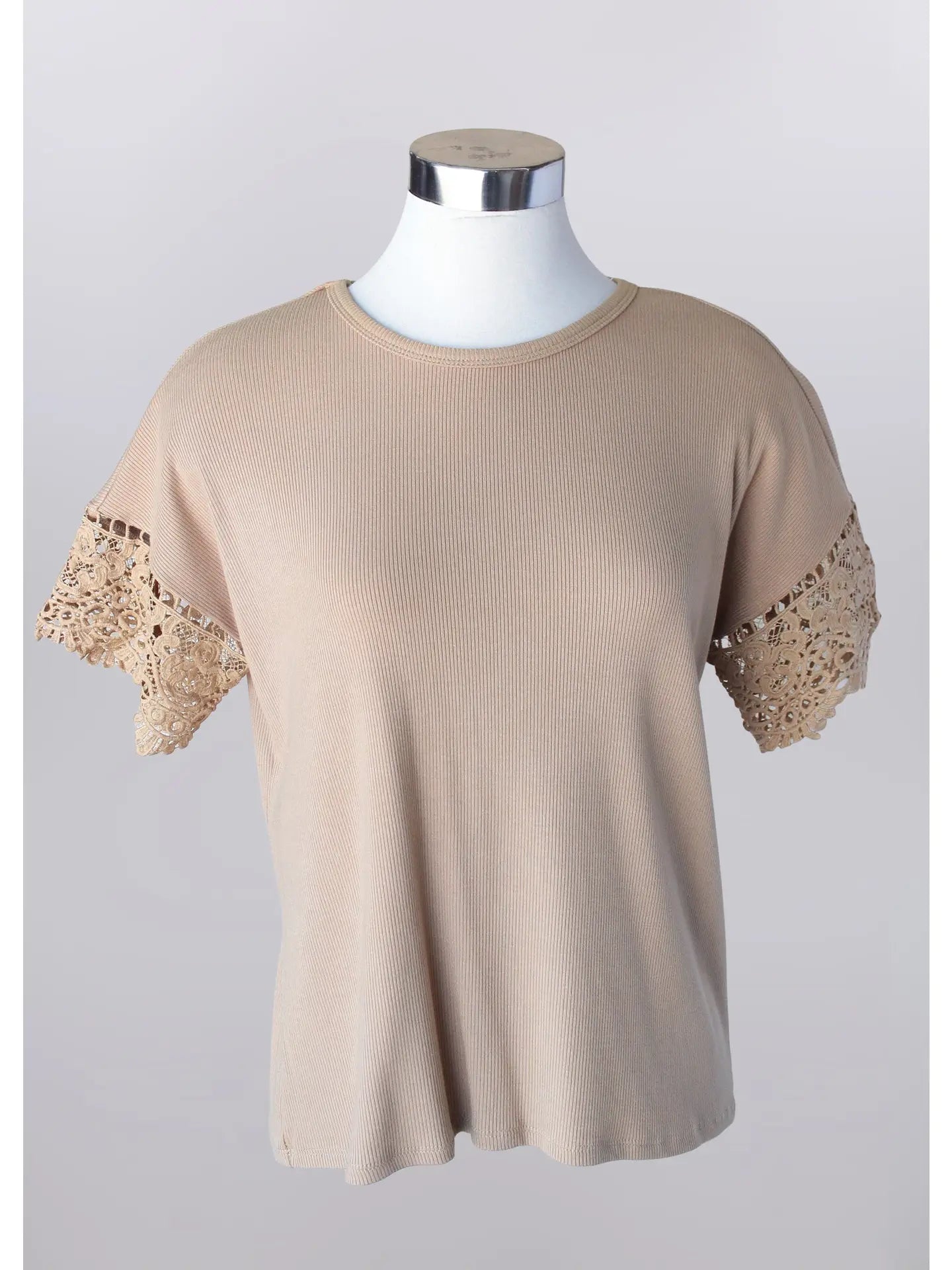Keren Hart Knit top with crochet sleeves - sand