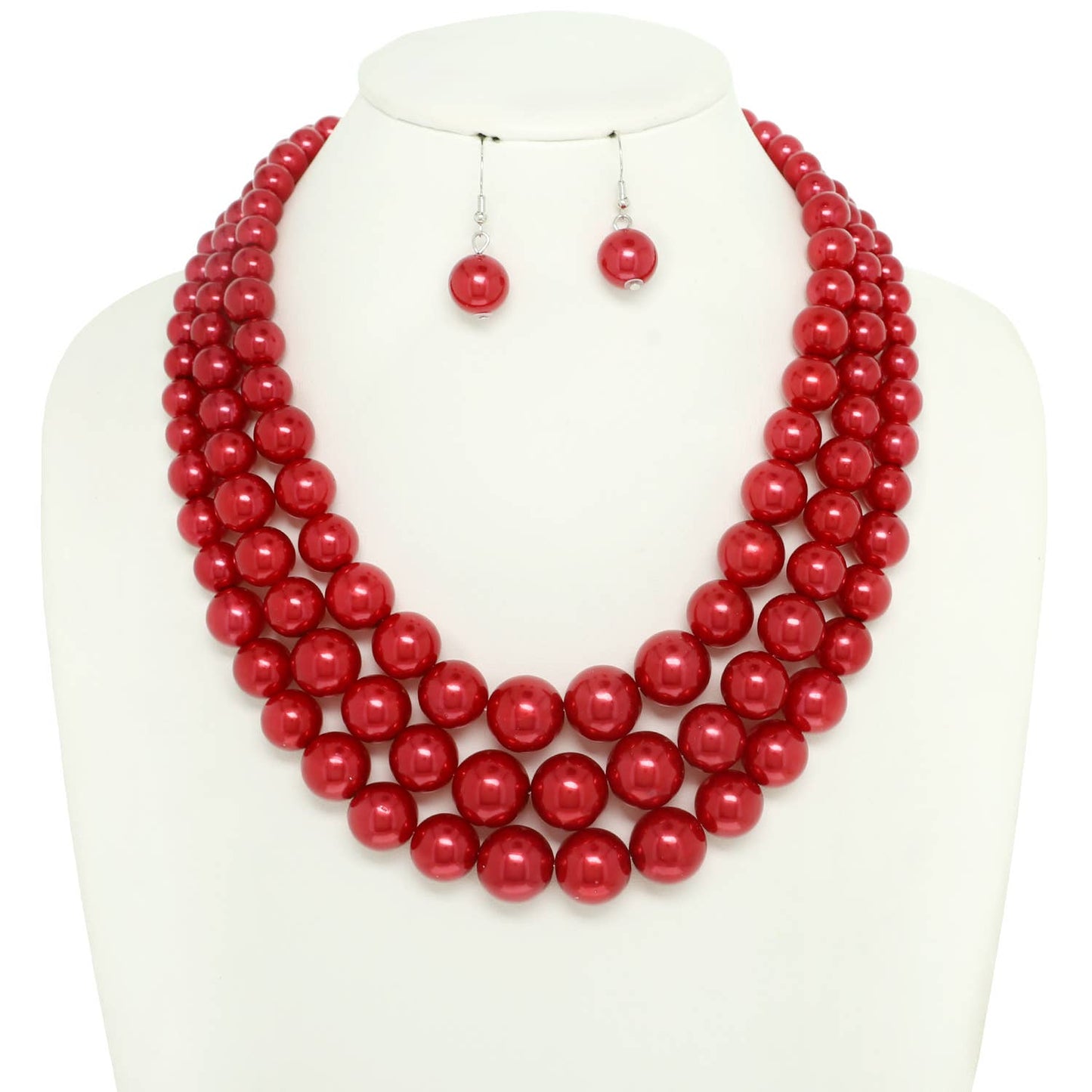 Multi-Strand Pearl Bead Necklace Earring Set