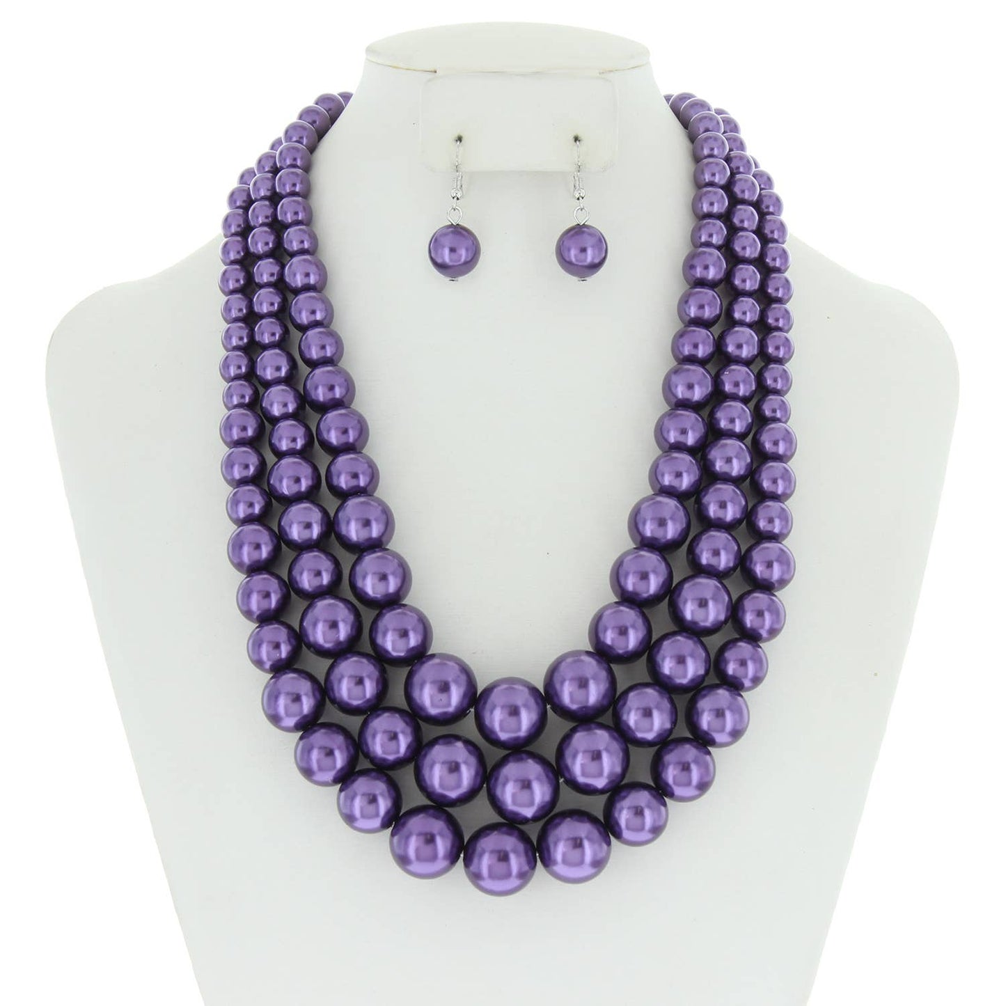 Multi-Strand Pearl Bead Necklace Earring Set