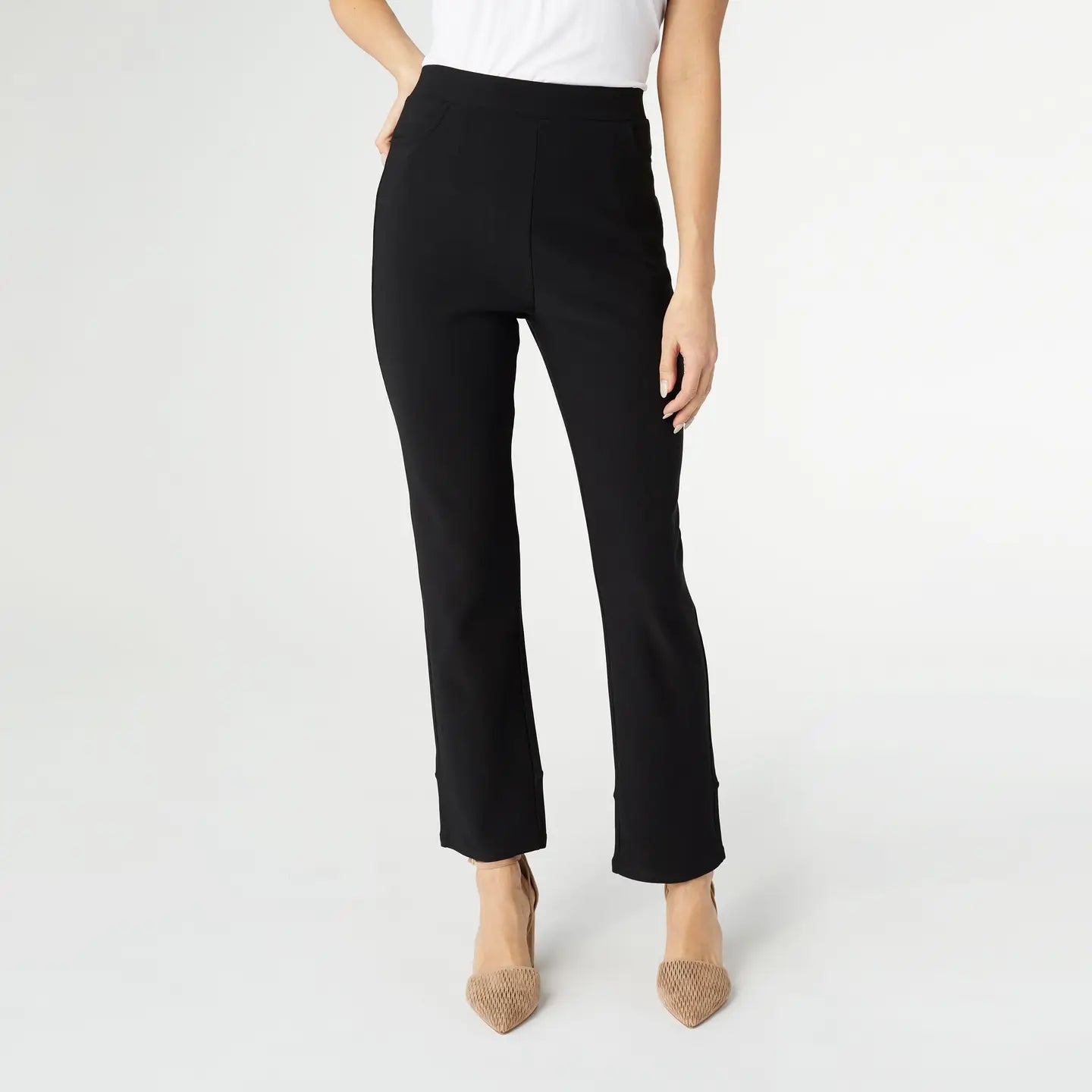 Georgie Ankle Pant with Bow Bottom - Black