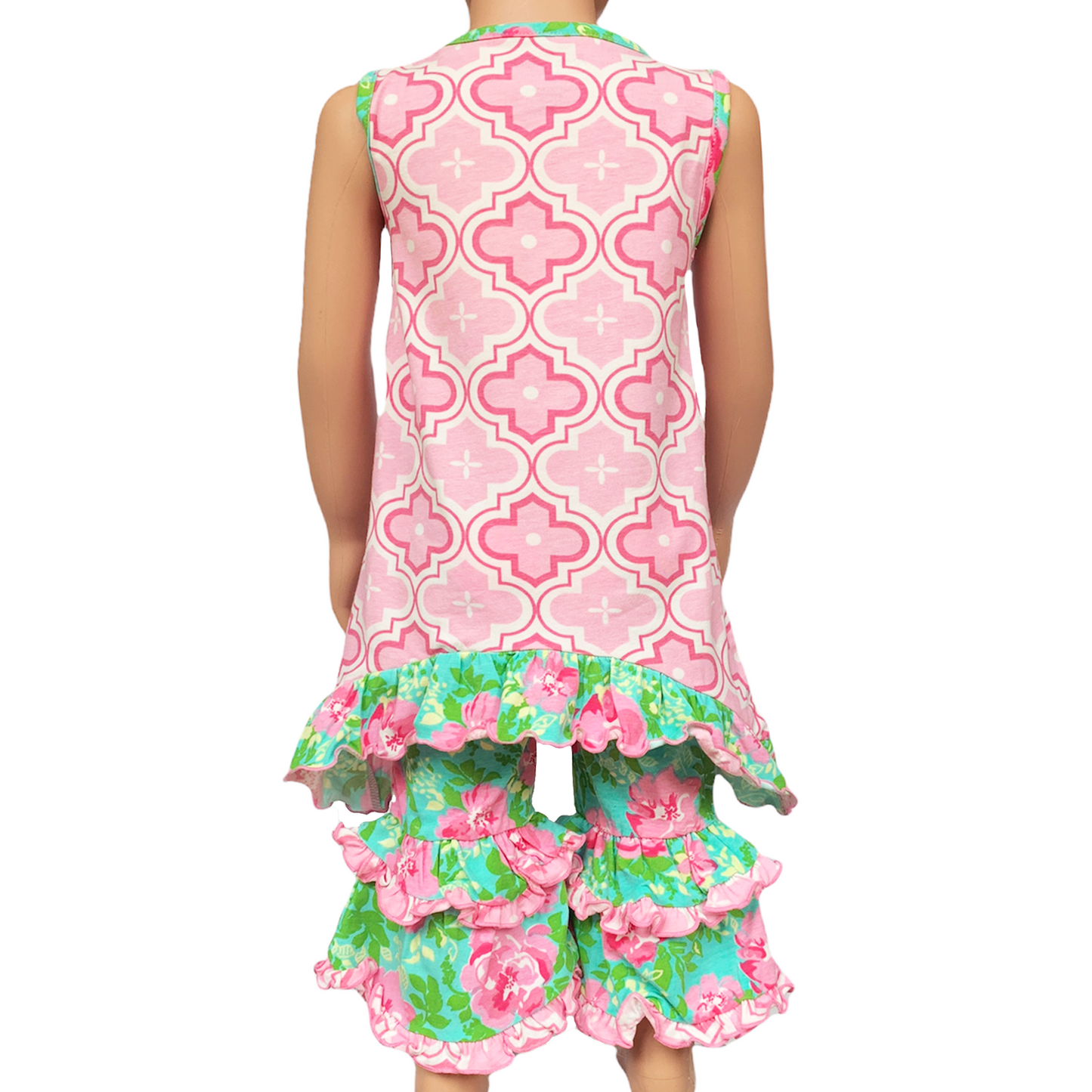 AnnLoren Girls Easter Outfit Pink Arabesque Bunny Floral PrP