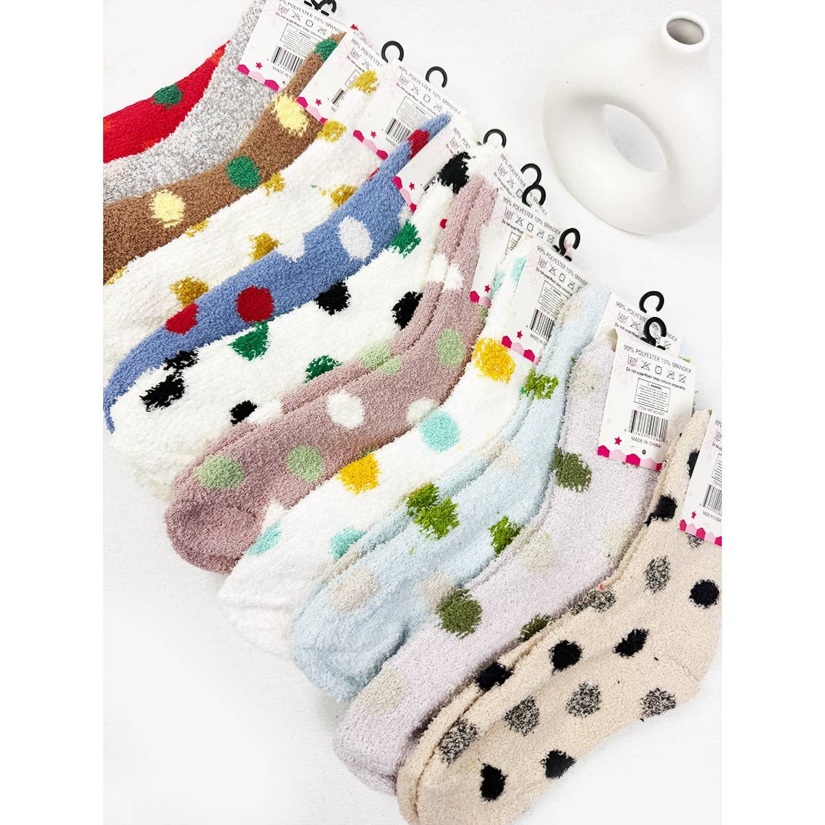 Polka Dot Winter Fuzzy Socks