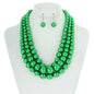 Multi-Strand Pearl Bead Necklace Earring Set