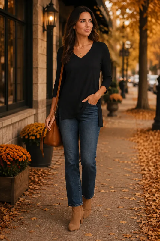 V-NECK KNIT TUNIC
