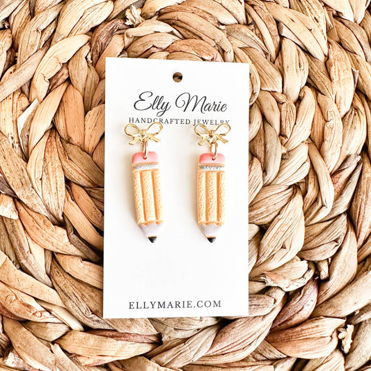 Bow Pencil Clay Dangles