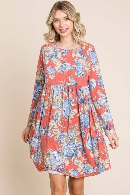 Plus Size Floral Swing Babydoll Dress