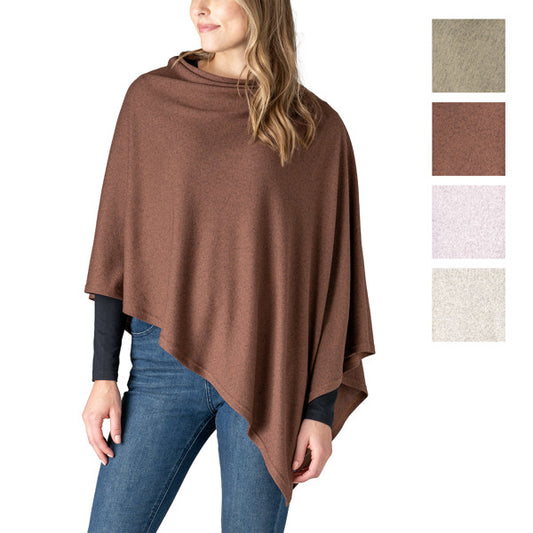Allthreads lightweight knit poncho featuring an oversized silhouette, asymmetrical hem, and breathable fabric for versatile year-round layering