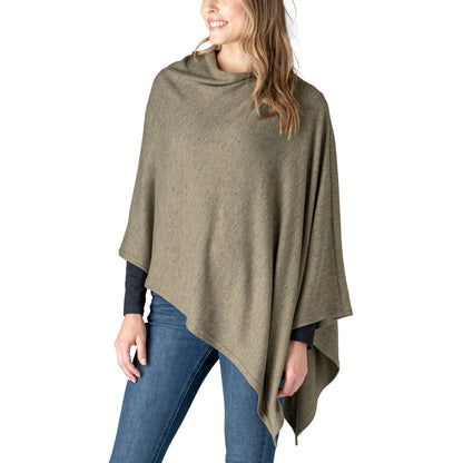 Allthreads lightweight knit poncho featuring an oversized silhouette, asymmetrical hem, and breathable fabric for versatile year-round layering