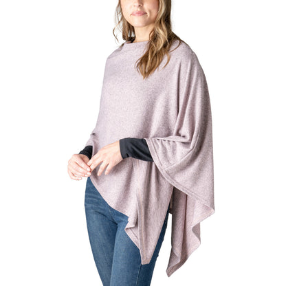 Allthreads lightweight knit poncho featuring an oversized silhouette, asymmetrical hem, and breathable fabric for versatile year-round layering