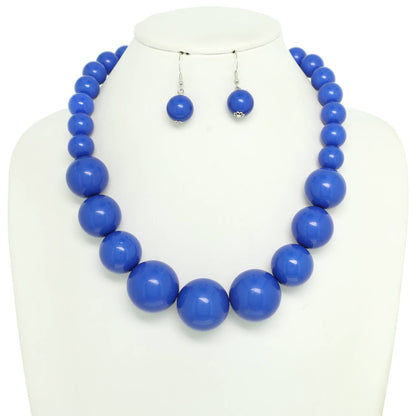 Pearl Large Bead Statement Necklace Earring Set
