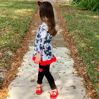 Girls Red Heart Tie Dye Dress Leggings Valentine's Clothing