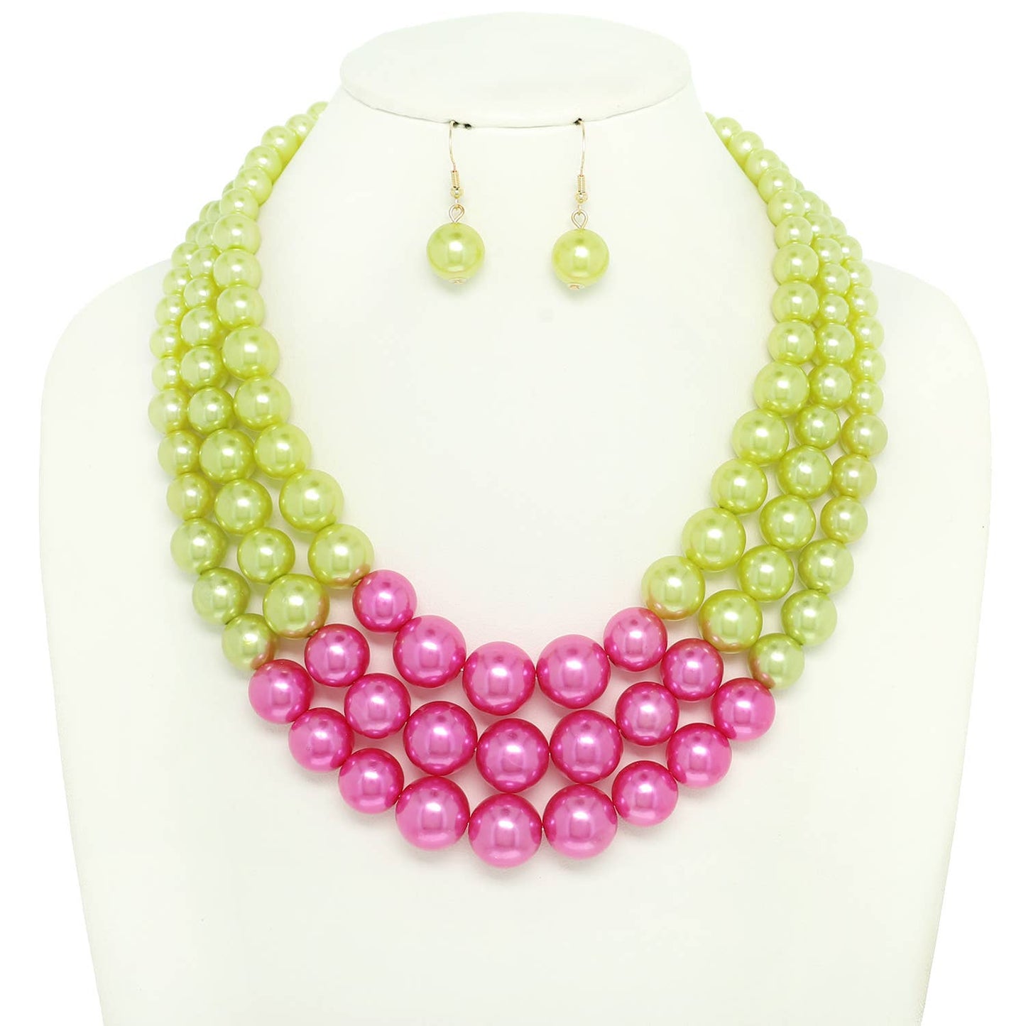 Multi-Strand Pearl Bead Necklace Earring Set