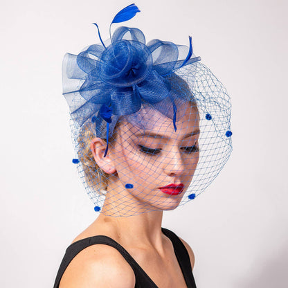 Flower w/ Dotted Netting Mesh Women's Fascinator