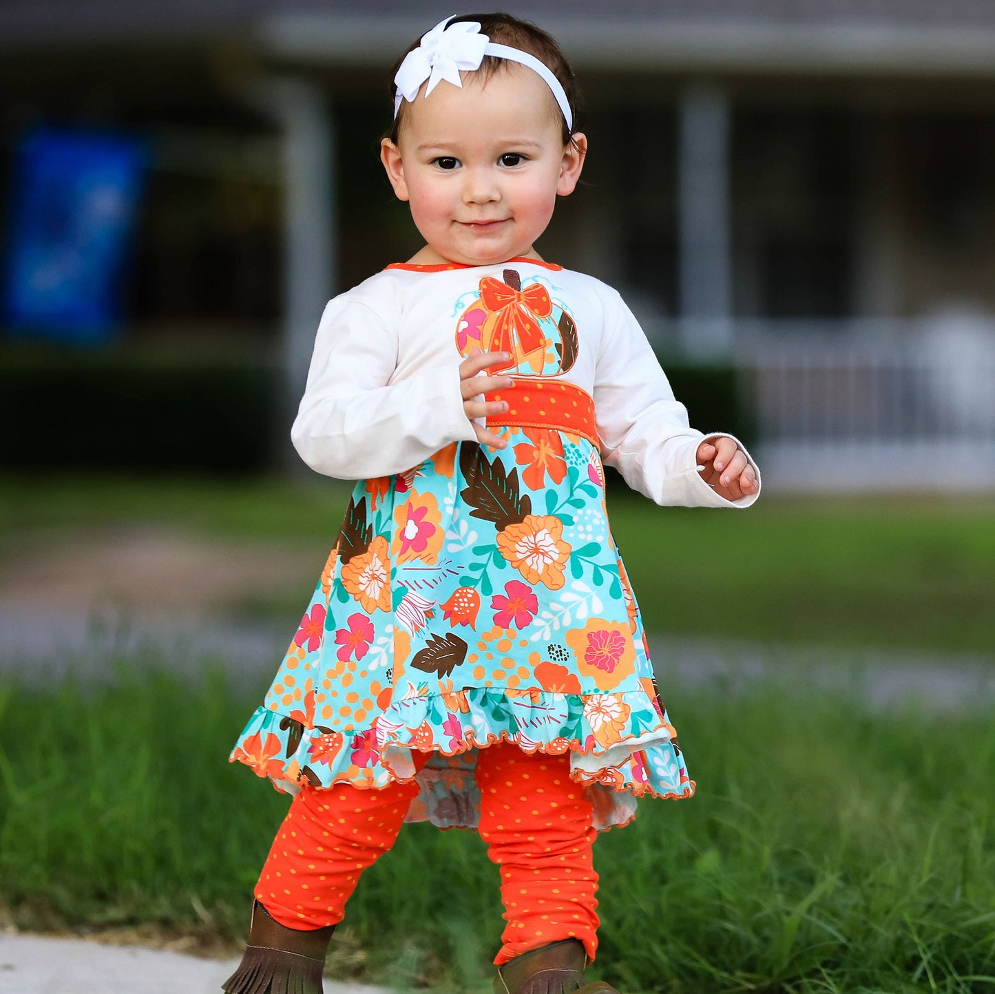 AnnLoren Big Girls Fall Dress Legging 9/10 Pumpkin