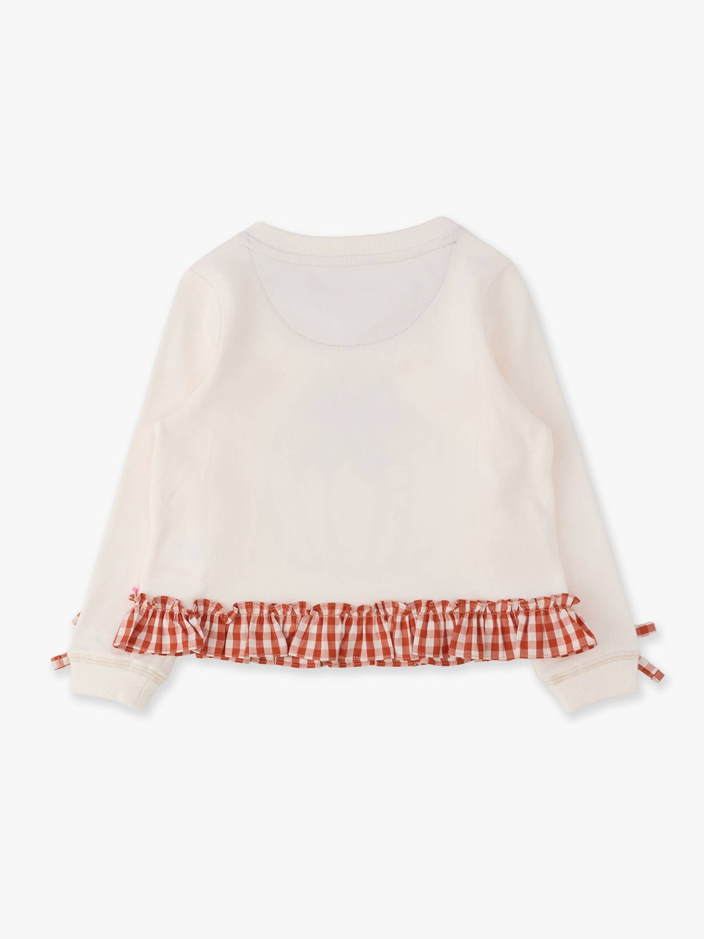 Girls Pumpkin Bow Ivory Applique Ruffle Bow Sweatshirt