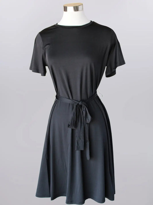 Keren Hart Plus Black Wrinkle-Free Tie Waist Dress