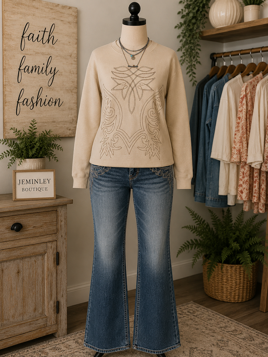 Western Embroidered Crew