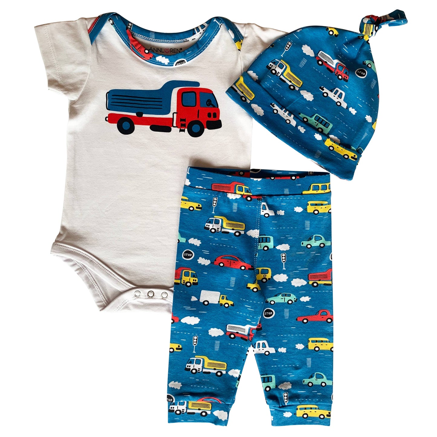 Boys Baby Shower Gift  Layette Onesie Cars Trucks sz 6-12 Mo