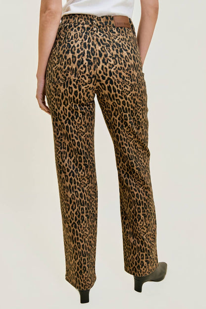 Judy Blue High Waist, Tummy Control Leopard Classic Straight