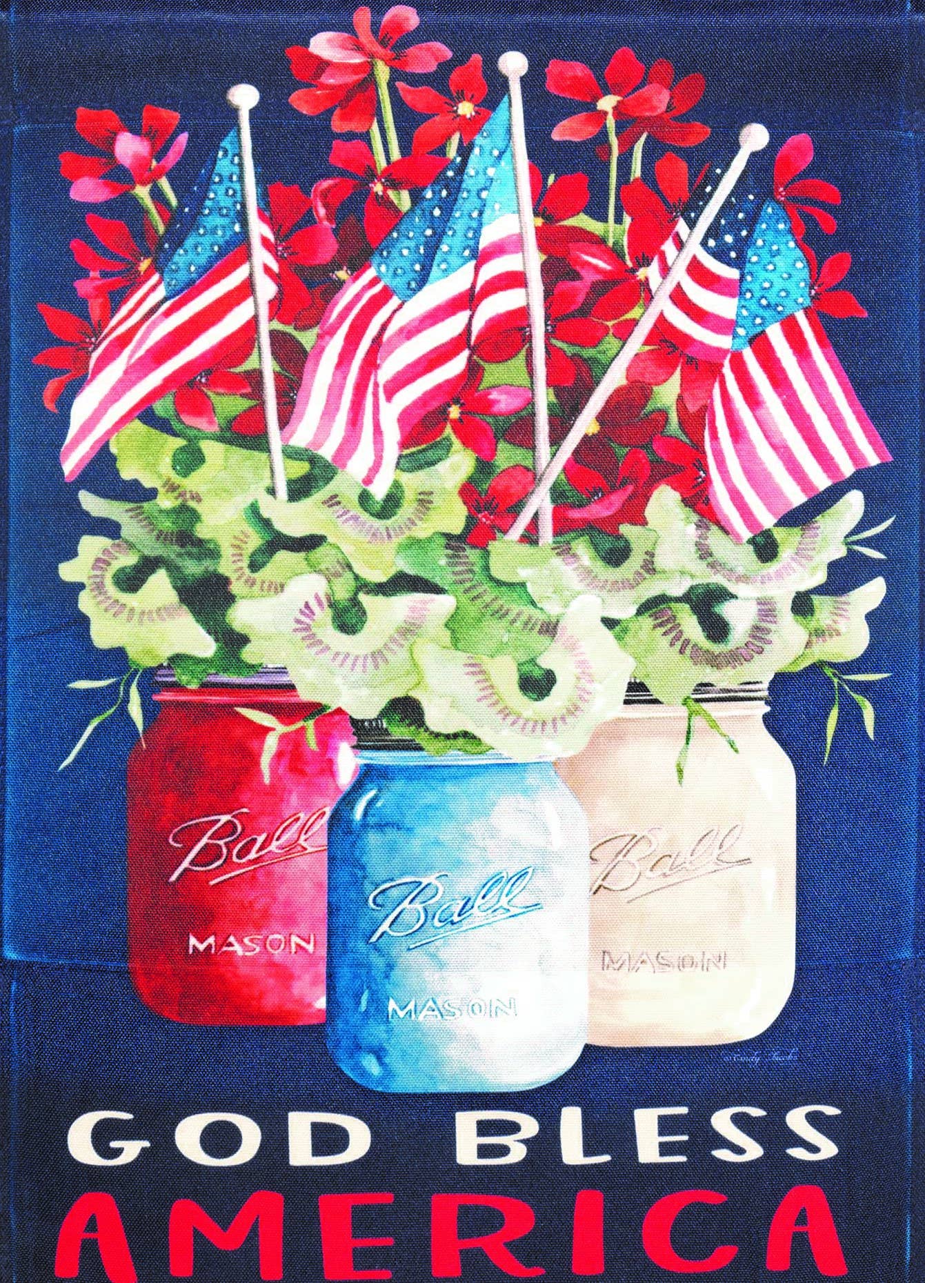 Flag God Bless America Jars 13x18