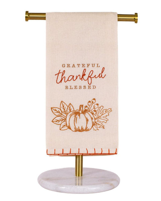 Grateful Thankful Blessed Embroidered Hand Towel