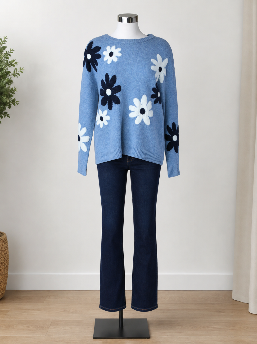 Keren Hart Blue Floral Sweater