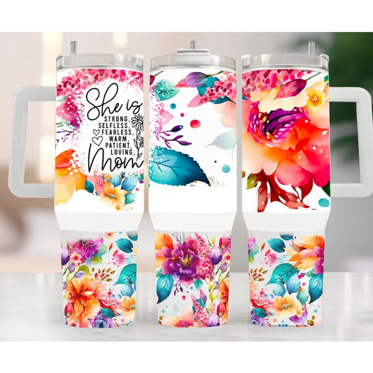 She is Mom 40oz. Tumbler with Handle