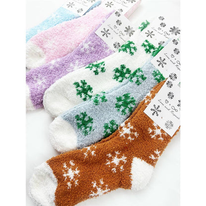 Cozy Snowflake Winter Fuzzy Socks