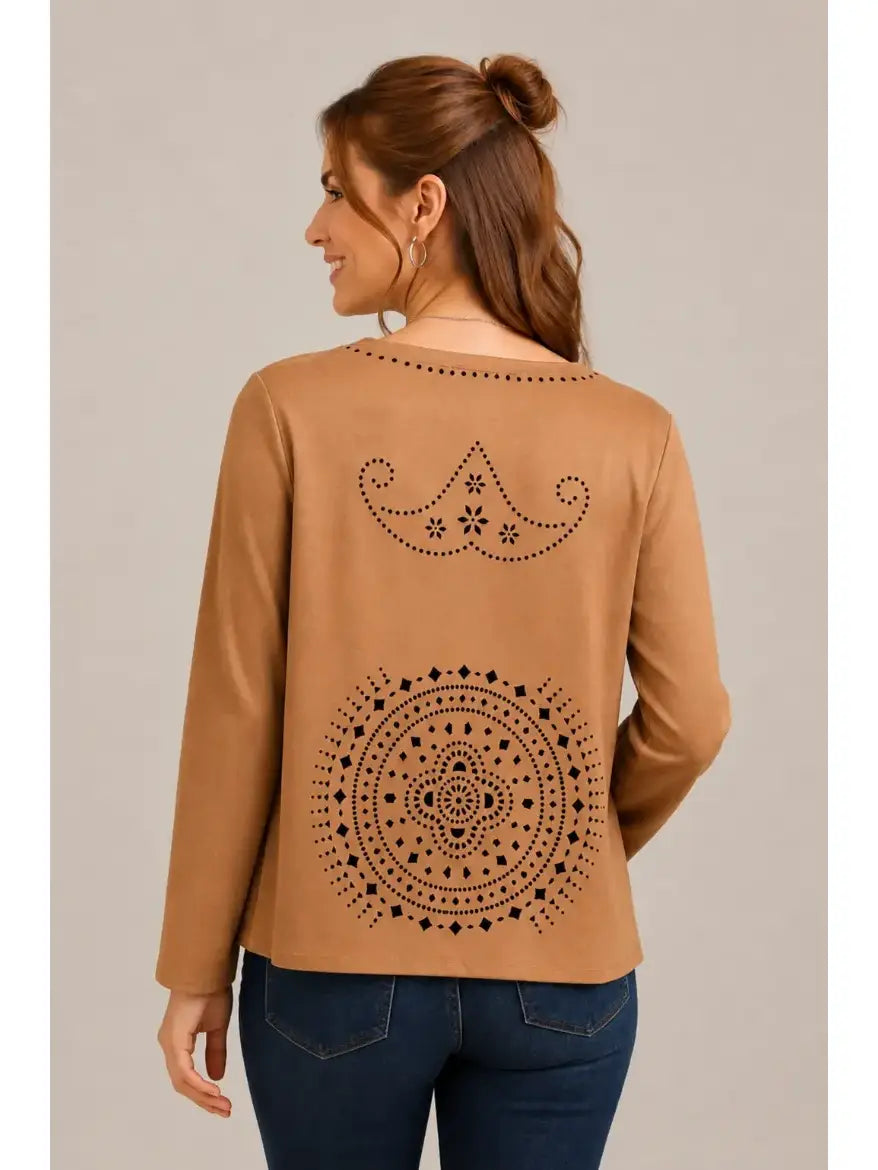 Faux Suede Laser Cut Jacket