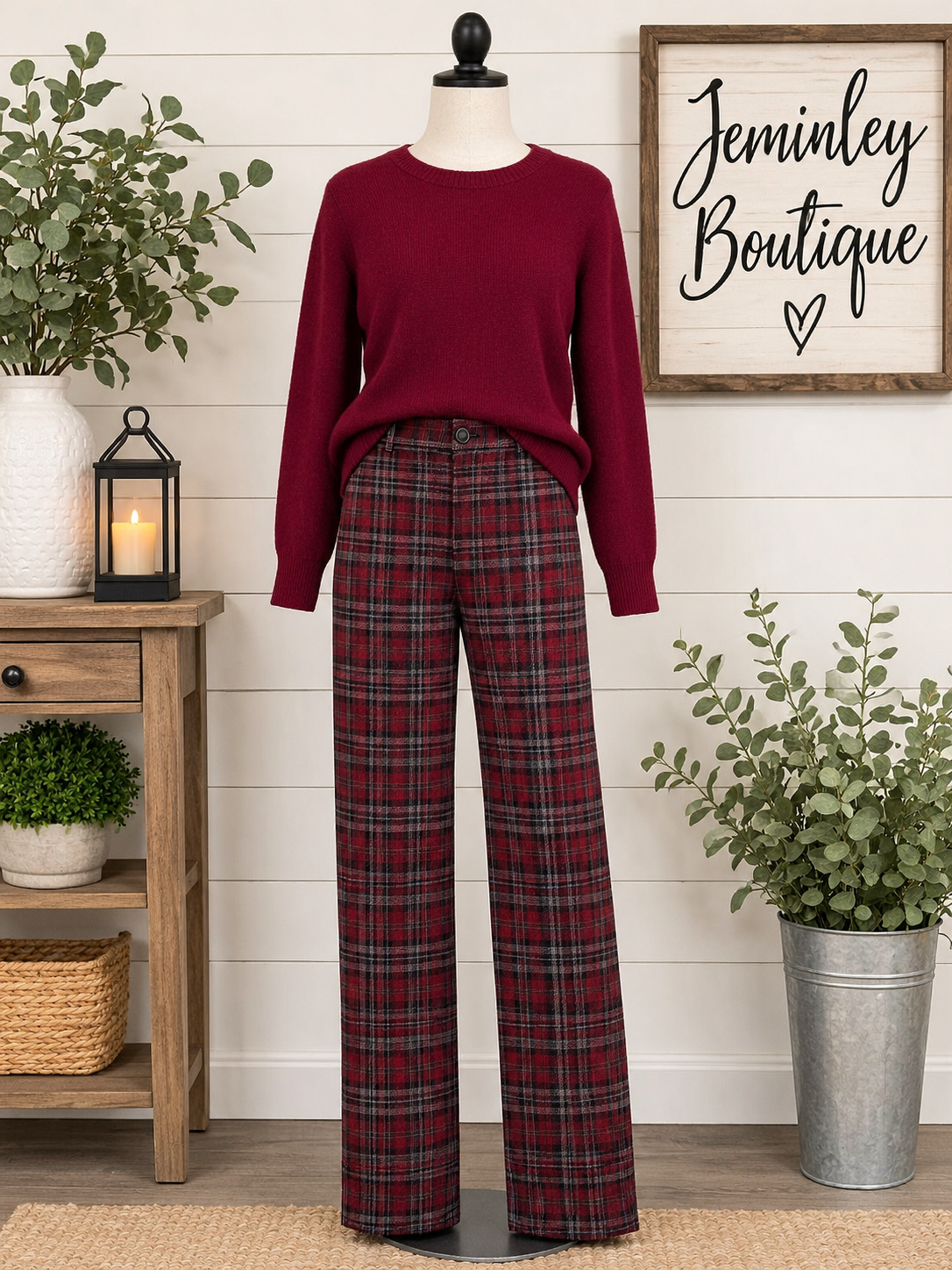 Charlie B Plaid Wide Leg Pants with Pockets - 26 in inseam