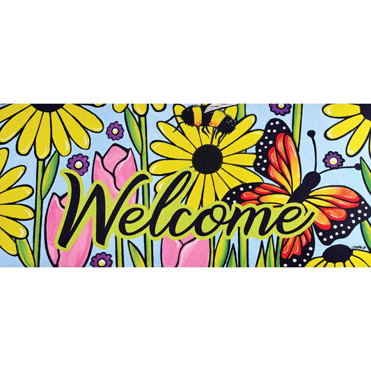 Doormat Insert Welcome Butterfly Garden