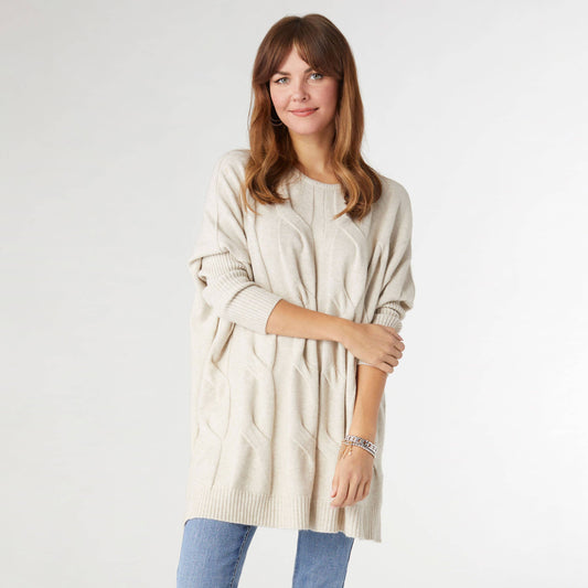 Heavenly-Luxe Relaxed Cable Knit Sweater - 2 Colors