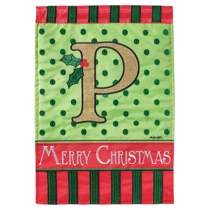 Monogram Christmas Garden Flag - M. P. T
