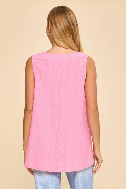 Textured Sleeveless Tank Blouse
