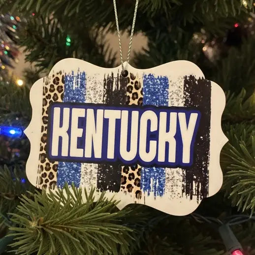 Kentucky Leopard Print Ornament, Wildcats, Go Big Blue