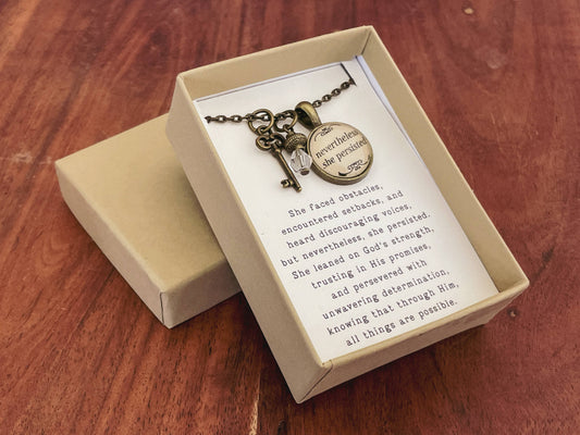 Nevertheless She Persisted Necklace - Boxed Faith Gift