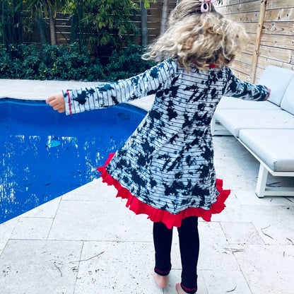 Girls Red Heart Tie Dye Dress Leggings Valentine's Clothing