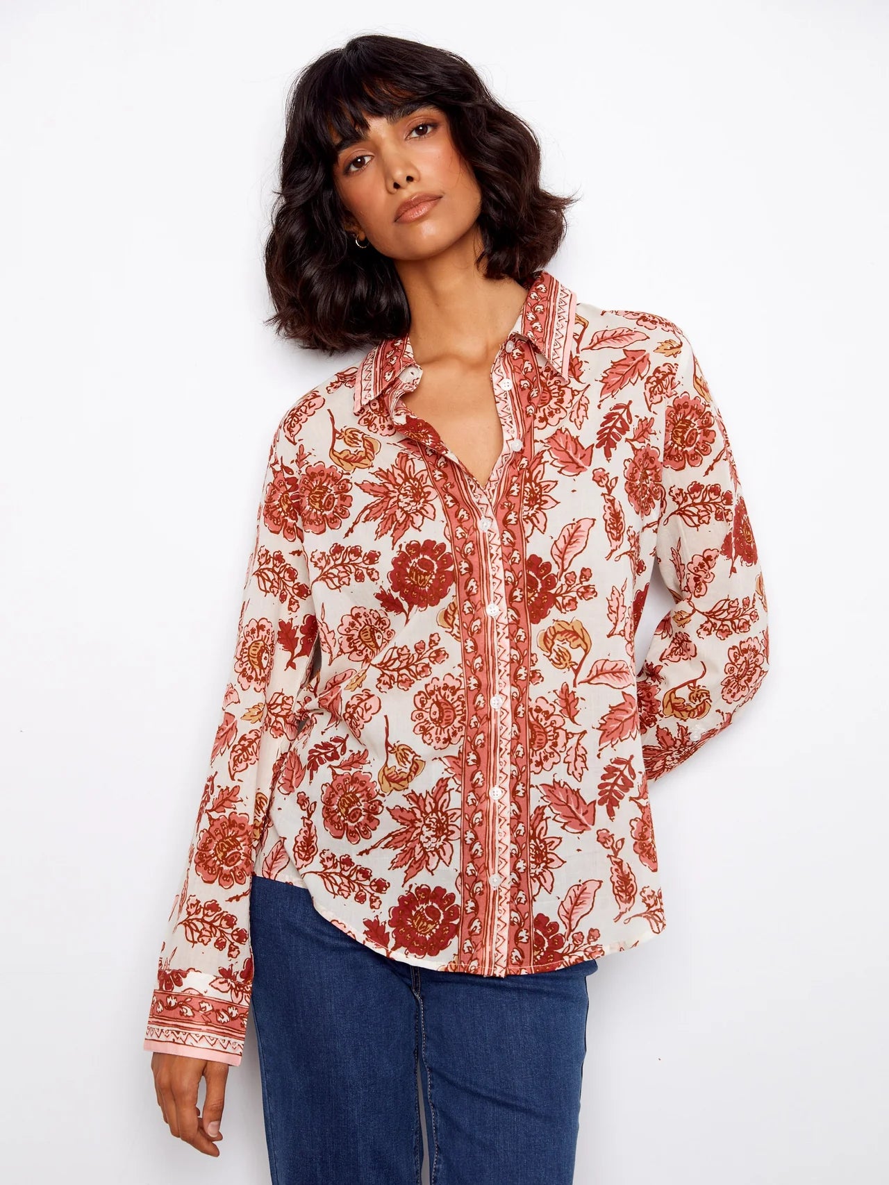Charlie B Printed Cotton Voile Button-Up Blouse - Florelle