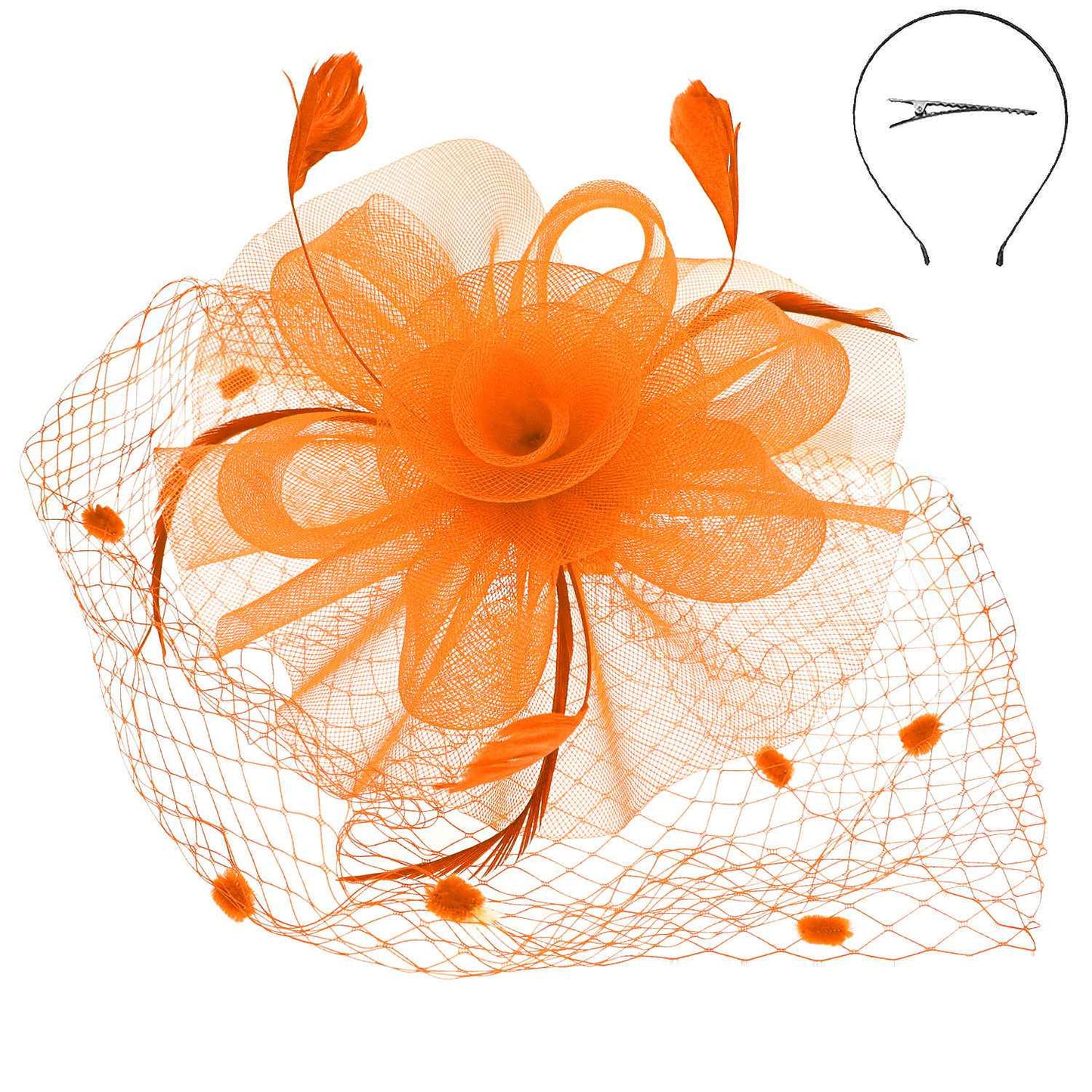 Flower w/ Dotted Netting Mesh Women's Fascinator