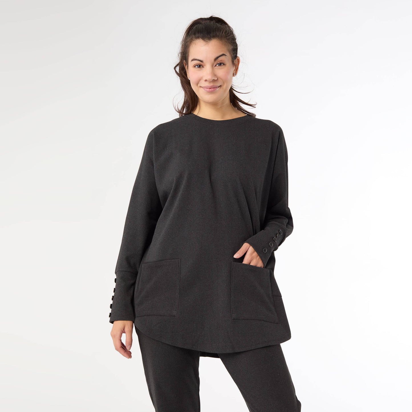 CoCo + Carmen Brushed Sweater with Button Back