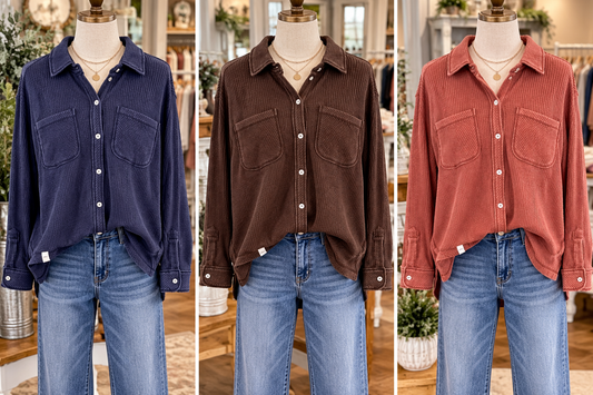 Simply Southern Waffle Button-up Shirt