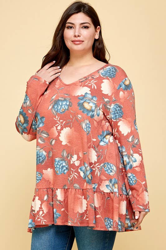Plus Size Floral Swing Tunic Top